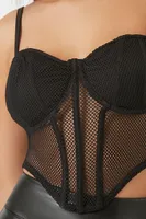 Women's Mesh Cropped Bustier Cami in Black Medium