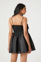 Women's Organza Bow Mini Dress in Black Medium