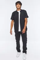 Men Pocket Button-Front Shirt in Black Small