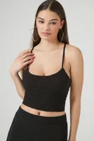 Women's Textured Lace-Back Cropped Cami