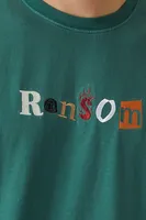 Men Embroidered Ransom Tee in Hunter Green Medium