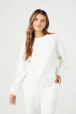 Women's Geo Quilted Jacquard Pullover White