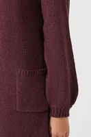 Women's Hooded Cardigan Sweater in Wine, XS