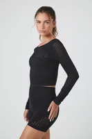 Women's Active Seamless Cropped Sweatshirt in Black Large