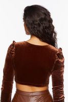 Women's Velvet Hook-and-Eye Crop Top in Chocolate Large