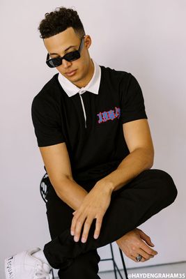 Men Embroidered USA Polo Shirt in Black, XL