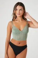 Women's Sheer Mesh Cropped Corset Cami in Tea Large