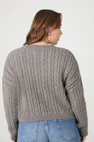 Women's Cable Knit Sweater in Charcoal, 2X