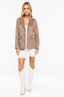 Women's Faux Suede Peak Lapel Blazer in Mocha Large