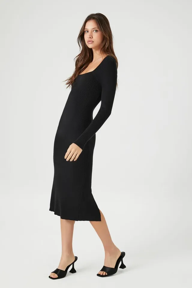 black sweater dress forever 21 Plus Size Faux Fur-Trim Sweater Midi Dress