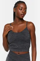 Women's Seamless Space Dye Longline Sports Bra in Black Small