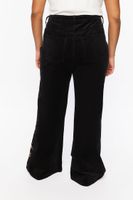 Women's Floral Embroidered Flare Pants in Black, 0X