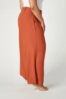 Women's Satin Wide-Leg Trousers in Clay, 0X