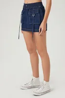 Women's Denim Cargo Mini Skirt in Dark Denim Small