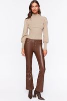 Women's Long-Sleeve Turtleneck Sweater in Taupe Large