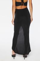 Women's Ruched High-Low Skirt in Black Small