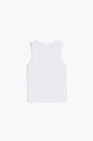 Girls Rib-Knit LA Graphic Tank Top (Kids) in White, 13/14