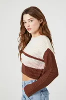 Women's Cropped Stripe Sweater Cream