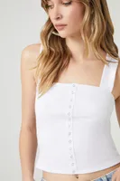 Women's Button-Front Tank Top in White Medium