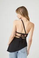 Women's Strappy Asymmetrical Tank Top in Black Medium