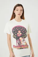 Women's Oversized Diana Ross Graphic T-Shirt in Cream, Size S/M