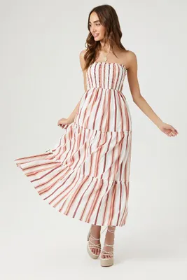 Women's Strapless Striped Midi Dress