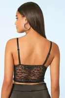 Women's Lace Feather-Trim Bustier Top in Black Small