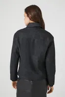 Women's Faux Leather Moto Jacket in Black Medium