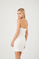 Women's Seamless Bodycon Tube Mini Dress in White, M/L