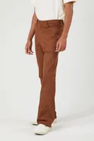 Men Twill Mid-Rise Flare Pants Brown,