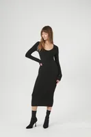 Women's Bodycon Midi Dress in Black, XXL