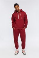 Men Fleece Drawstring Joggers in Burgundy, XXL