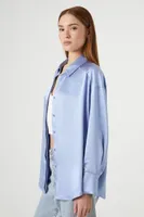 Women's Satin Oversized Long-Sleeve Shirt