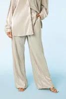 Women's Ribbed Metallic Shirt & Pants Set