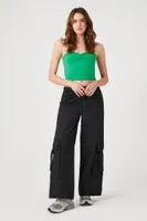 Women's Twill Wide-Leg Cargo Pants