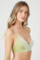 Women's Lace V-Neck Lingerie Bralette in Sage Small