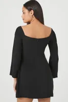 Women's Square-Neck Mini Dress in Black Medium