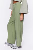 Women's Wide-Leg Pleated Pants in Olive Medium