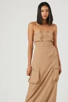 Women's Cargo Tube Maxi Dress in Taupe Small