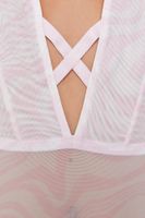 Women's Marble Print Lingerie Bodysuit in Light Pink/White Small