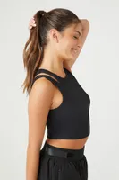 Women's Active Cropped Cutout Tank Top in Black Large