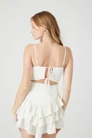 Women's Cutout Ruffle-Tiered Mini Dress in White Small