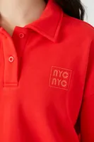 Women's Fleece NYC Graphic Pullover in Red Small