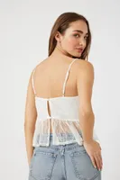 Women's Lace Ruffled Flounce Cami in Cream Small