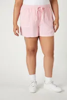 Women's Chambray Pocket Shorts in Pink, 0X