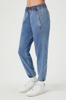 Women's Denim Drawstring Joggers in Blue Medium