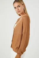 Women's V-Neck Cardigan Sweater in Camel Small