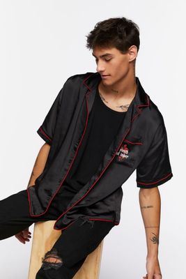 Men Youth of Today Graphic Satin Shirt in Black/Red Large