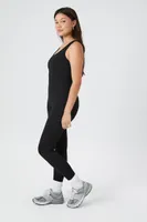 Women's Ribbed Sleeveless Jumpsuit in Black Large