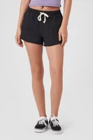 Women's Frayed Drawstring Shorts in Black Small